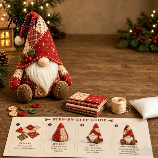 Anfänger Nähprojekt DIY Patchwork Wichtel Set, Weihnachten 3D Set Bastelset für Anfänger Erwachsene Handgemachtes Geschenk Vorgeschnittene Stoffteile