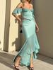2023 Women Pleated Ruffles Backless Corset Top Long Skirt 2 Piece Set Set Elegant Casual Off Shoulder Sexy Mesh Dress Sets