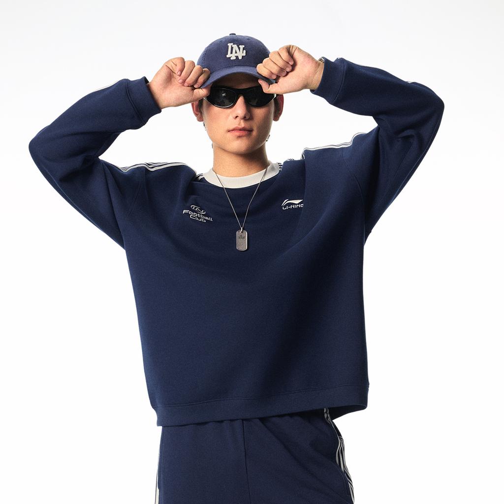 Li Ning Sports Lifestyle Series Round Neck Embroidered Couple Sweatshirt Unisex sweatshirt AWDW353-4