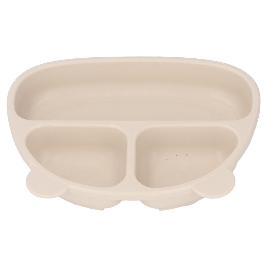 Toddler Soft Silicone Plate Home Dining Room Cute Cartoon Bear Shaped Baby Suction Plate for Snacks