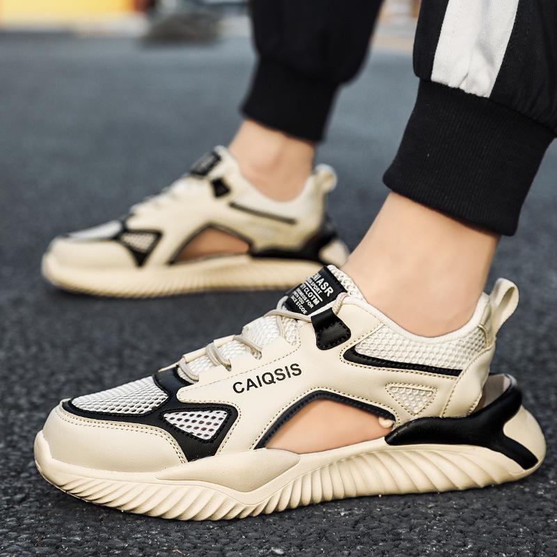 

Летние туфли 2025 года с одинарной сеткой для пап, удобная и легкая спортивная обувь для мужчин, дышащая обувь для студентов с прохладными отверстиями 44 бежевый