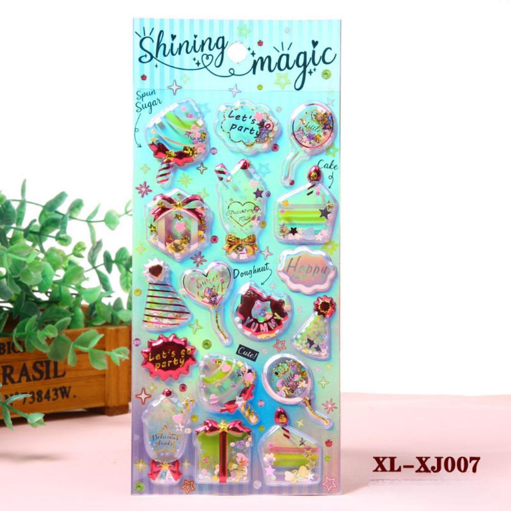 1 PCS Shiny Hot Stamping Cute Stickers 3D Three-dimensional Crystal Shaking Gemstone Stickers for Phone Decoration INS Style Stickers