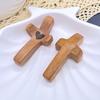 Solid Wood Love Heart Black Walnut Cross Cross-Border Hot Selling Wooden Cross Church Easter Keychain
