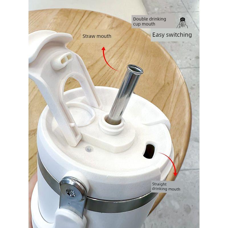 Large Capacity Vacuum Cup 2024 New Arrival Large Ice Cup Portable Vehicle-Borne Cup with Straw Summer Ins Traveling Vacuum Cup
