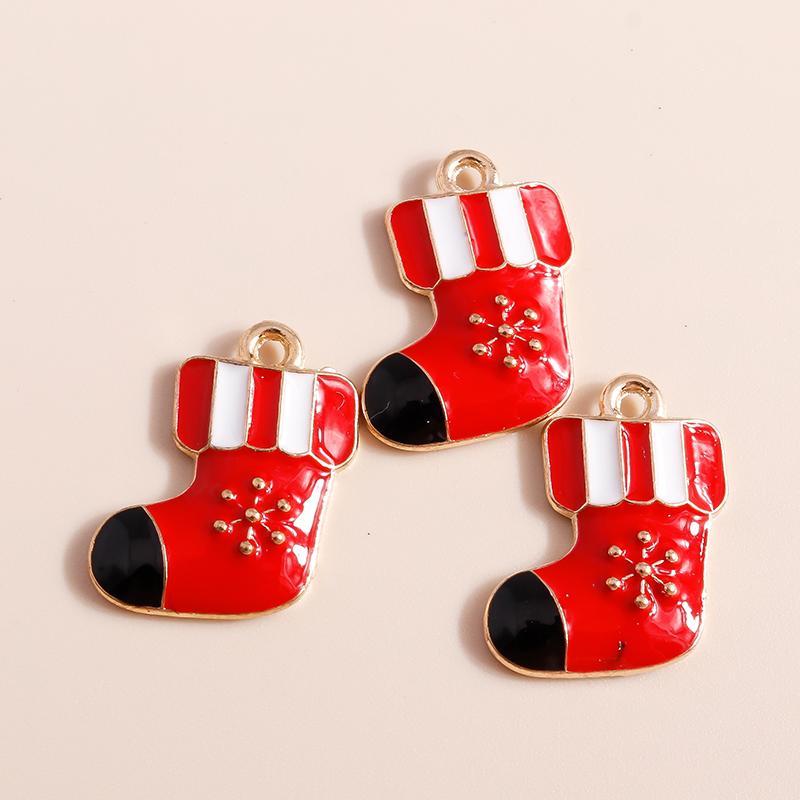 10pcs Enamel Christmas Tree Snowman Pendants Charms for Jewelry Making Earrings Necklace DIY Bracelet Accessories Supplies