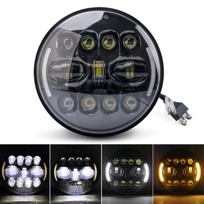 

1X 7-дюймовая светодиодная фара в сборе Дневные ходовые огни H4 Круглая фара Ангельские глазки Автоаксессуары для Suzuki samurai Lada Niva Jeep 1pcs