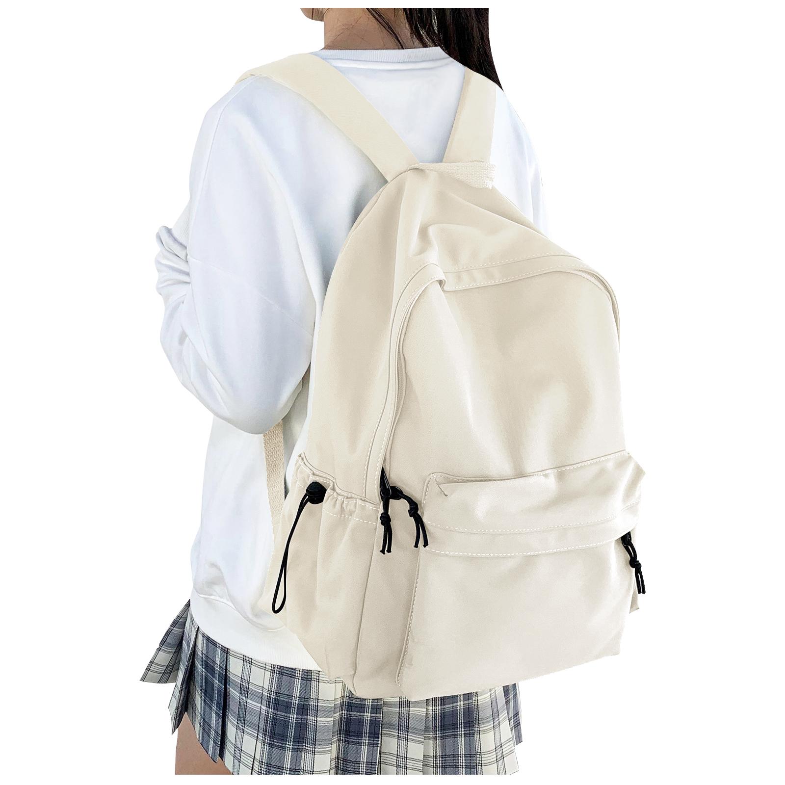 Schoolrugzak voor Tieners Meisjes Jongens, Damesrugzak College Middelbare School Tas, Reis Laptoprugzak Werk Casual Dagrugzak beige