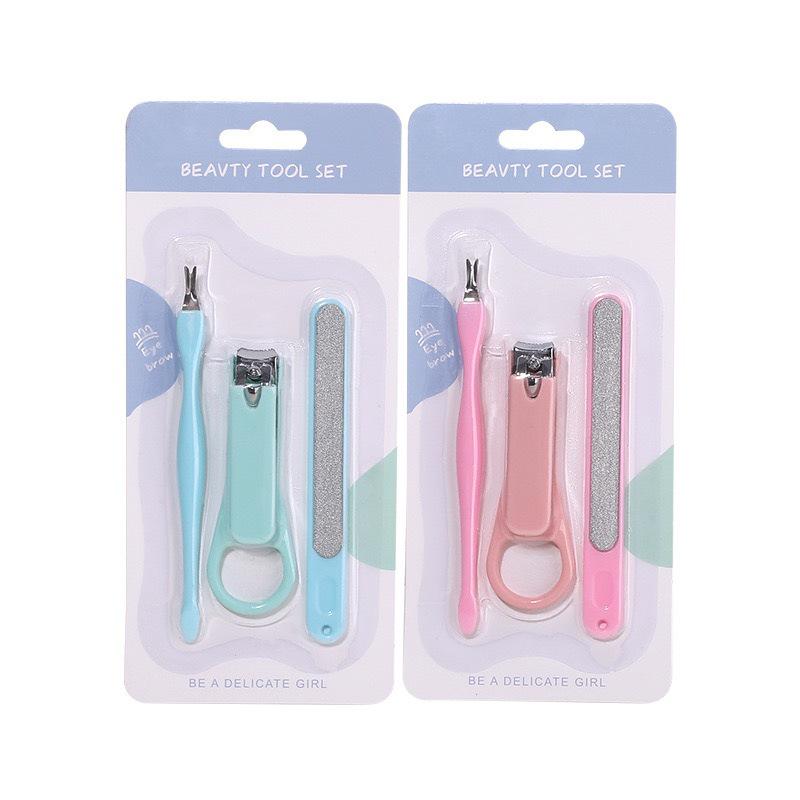Three-Piece Manicure Set: Cuticle Fork, Nail Clippers & Nail File for Home Nail Care