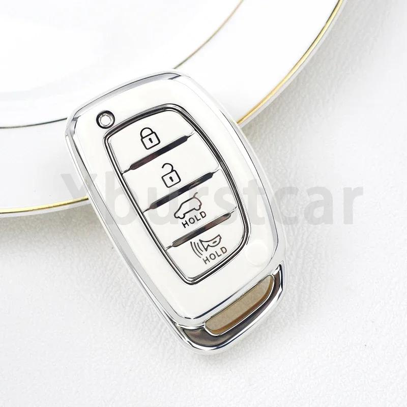 4 Buttons TPU Auto Shell For Hyundai Tucson Santa Fe Rena Sonata Elantra Creta Ix35 Ix45 I10 I30 I40 Car Smart Key Case Cover