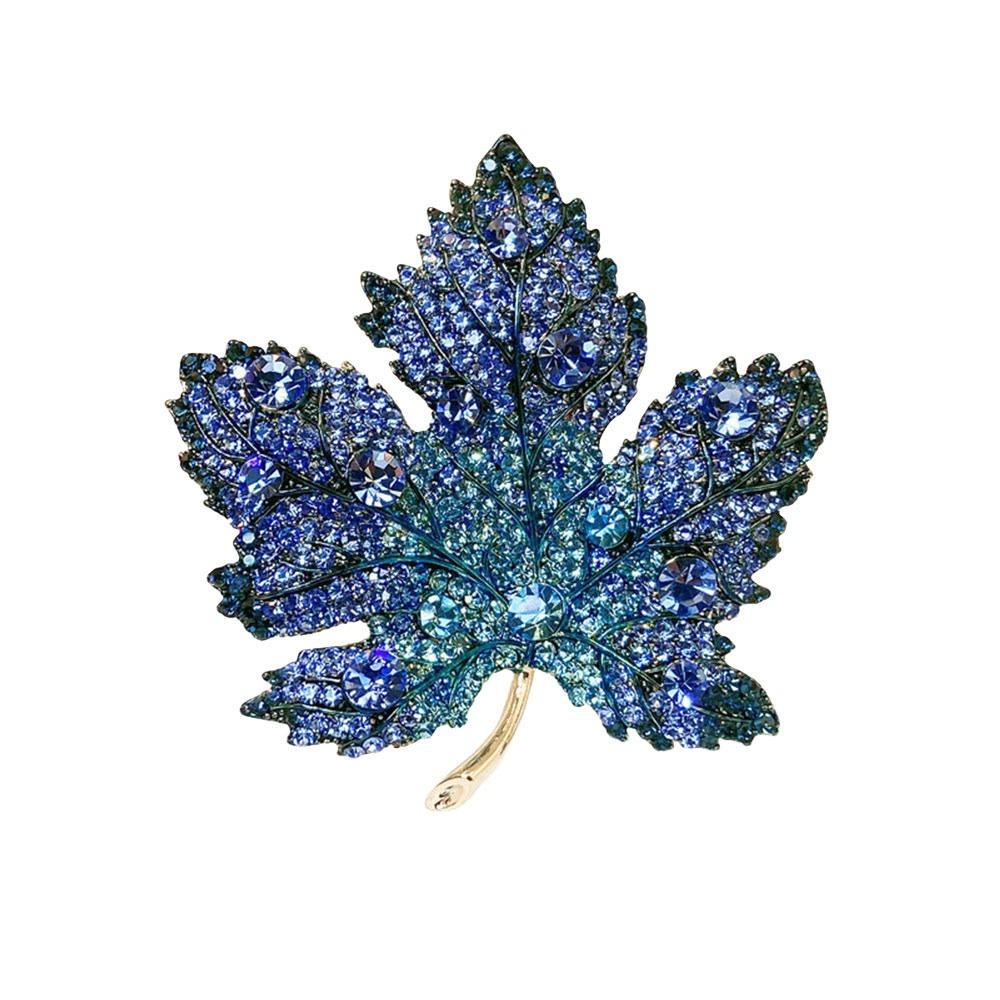 

New Rhinestone Maple Leaf Brooch Sophisticated Elegant Corsage High-end Sweater Pins for Suits Sweater Coat