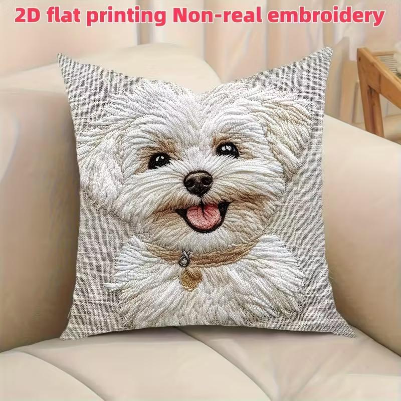 Cute Animal Print Pillowcase with Floral Elements for Sofa Cushion