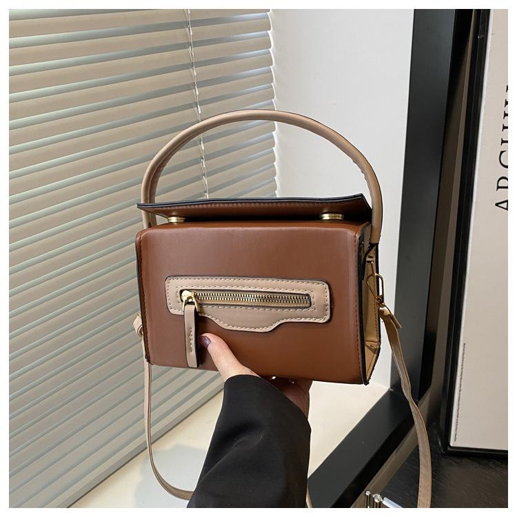 Multicolor Contrast Color Mini Box Tote Handbag For Women Casual Crossbody Bag With Top Handle And Detachable Strap