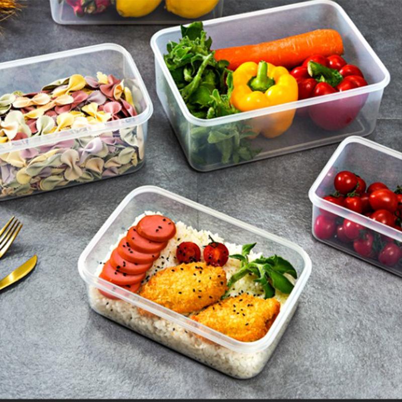 Kitchen Refrigerator Rectangle Transparent Crisper Microwave Heat-resistant Plastic Lunch Boxes Fruit Vegetables Sealed box