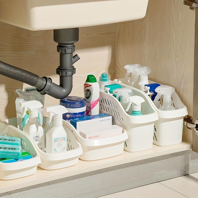 Vielseitige weiße Kunststoff-Aufbewahrungsbox, platzsparender Unterschrank-Organizer für Küche, Schlafzimmer & Büro - Mehrfach verwendbarer Hängekorb für Kosmetika