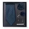 Tie Men'S Trend Net Color Striped Cashew Nut Tie 6-Piece Gift Box Square Scarf Tie Clip Corsage Set