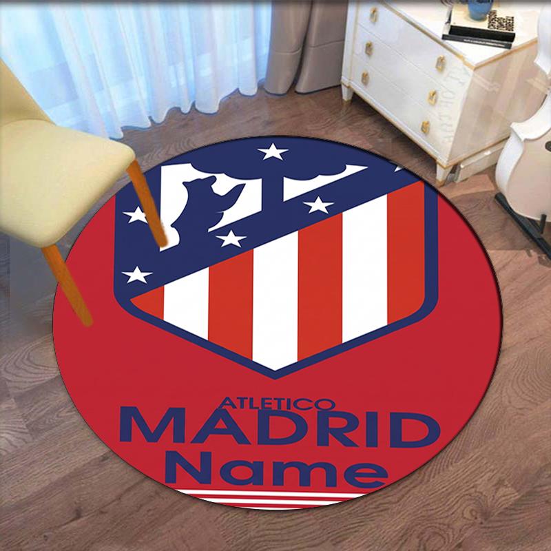 Custom Name Atlético Madrid Printed Round Rug Carpet Chair Rug Area Rug Entryway Doormats,for Office Chair Living Room Bedroom Kitchen Room.