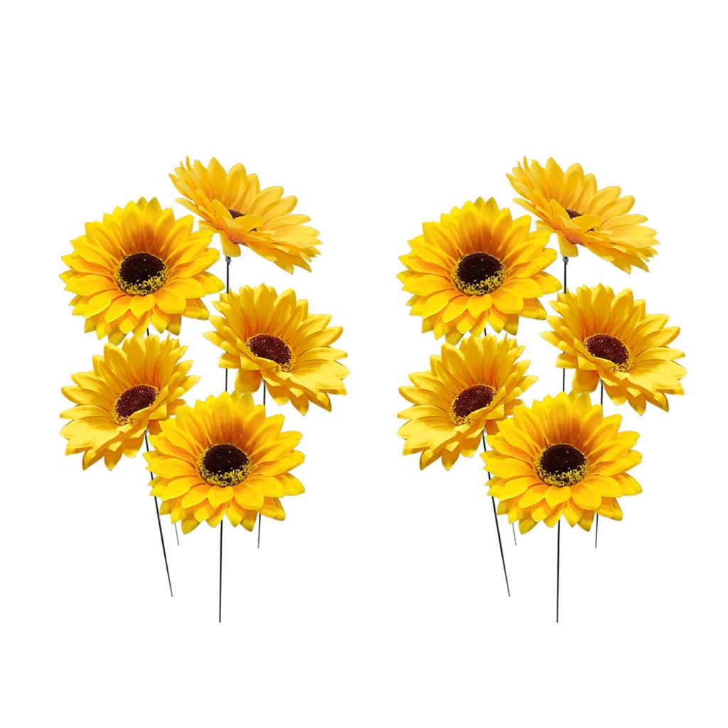 10pcs Garden Stakes Decoration Sunflower Yard Stakes Lawn Pathway Ornaments Waterproof Flower Pot Stick Indoor Outdoor