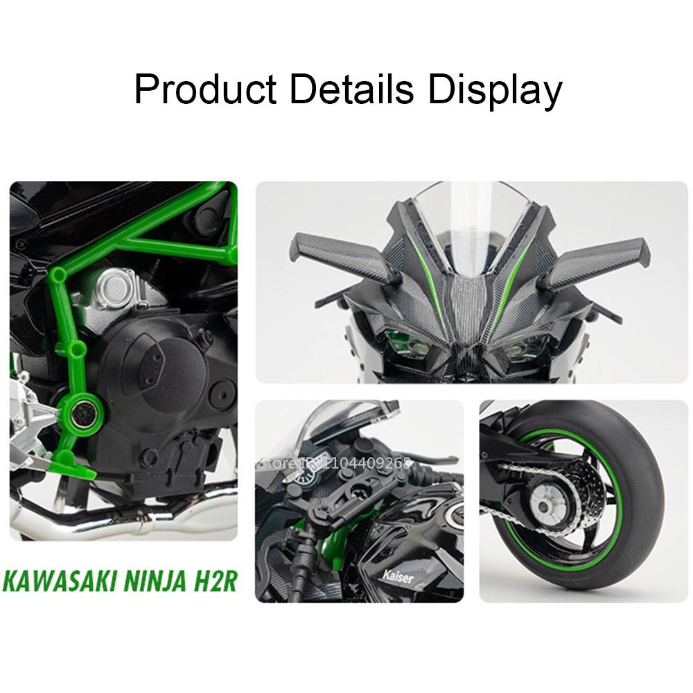 1:12 Kawasaki H2R Ninja ZX-6R Motorcycle Model Toy Car Metal Body Wheel Steering Shock Absorption Motorbike Vehicles Child Gifts