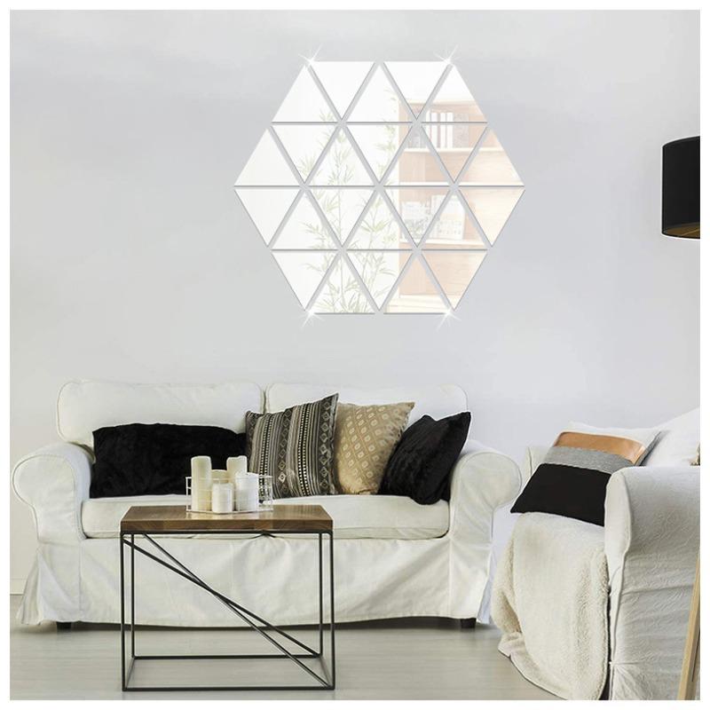 Acrylic Mirror Equilateral Triangle 15CM Combination Creative Wall Sticker Living Room Sofa Back Wall Decorative Painting