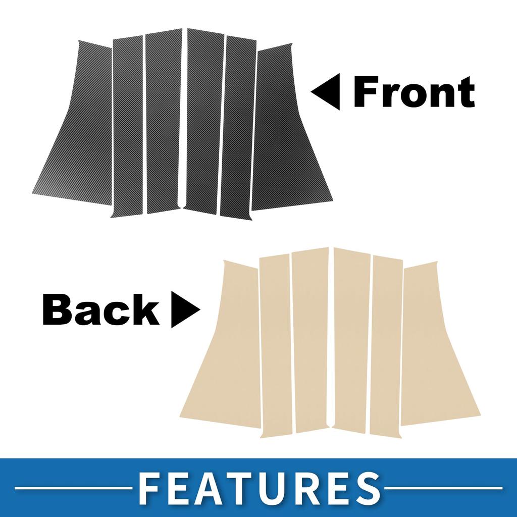 ABSOPRO Samolepky na okenní lišty sloupků dveří pro sloupky Vnější kryty vnějších dveří pro Mitsubishi Pajero Vzor uhlíkových vláken Černé Proti poškrábání Sloupky,