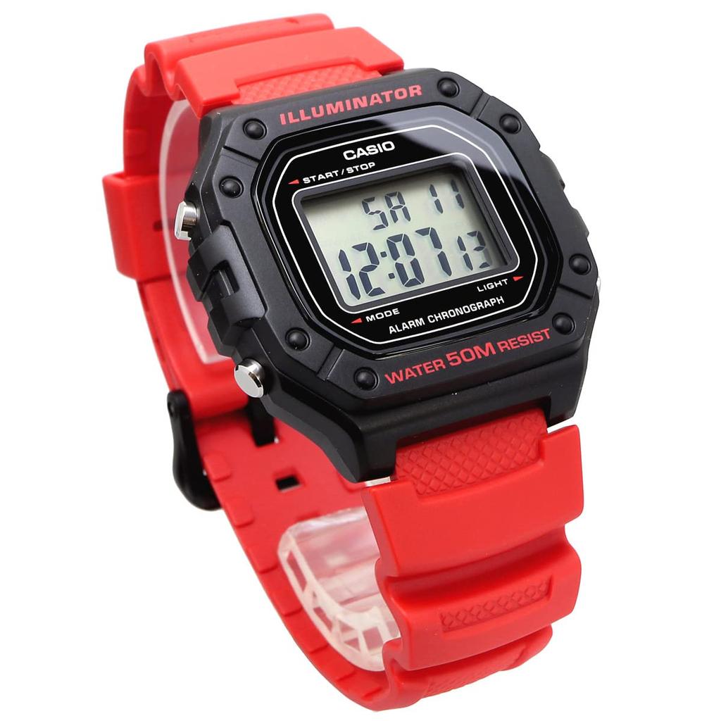 Casio Συνηθισμένο Ψηφιακό Ρολόι W-218H-4BV Unisex Κόκκινο Φτηνό Μοντέλο Εισαγωγής Casio