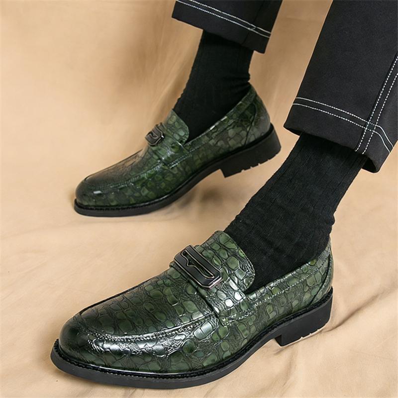 Retro Fashion Designer New Pointed Black Brown Green Casual Driving Shoes for Men Penny Loafter Formal Wedding Dress Homecoming
