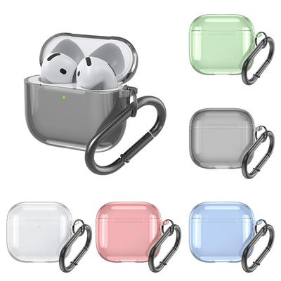 Husă transparentă pentru căști pentru Airpods 4 Huse Genți moi TPU Cârlig pentru căști transparentă pentru Airpods Wi U4E3