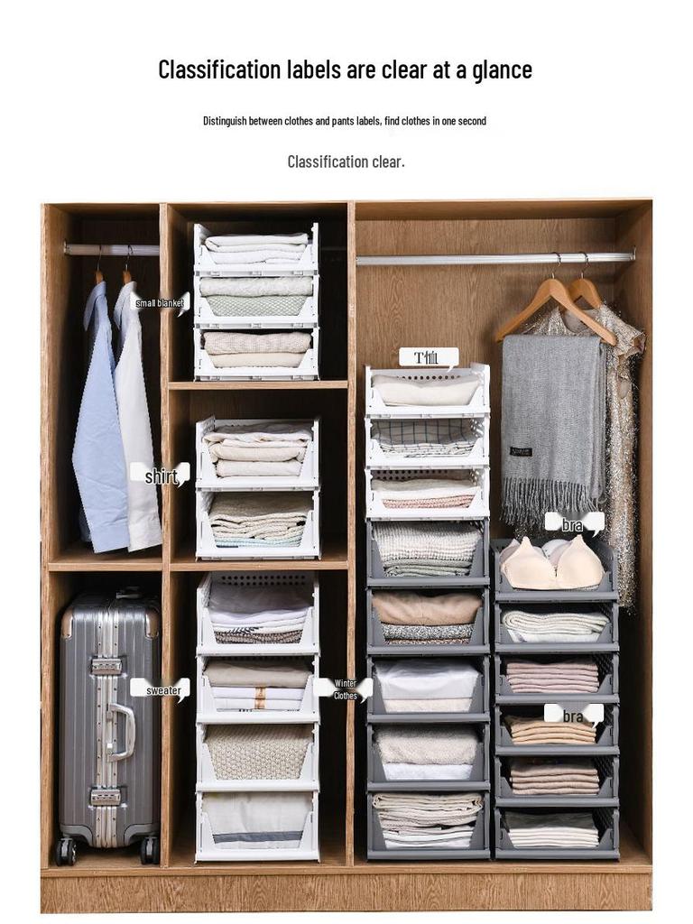 Wielofunkcyjne pudełko do przechowywania: Plastikowy kosz PP do organizacji ubrań, szafy, zabawek do sypialni