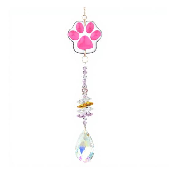 Crystal Cat Paw Wind Chimes, Crystal Suncatchers for Windows Hanging, Prism Rainbow Maker for Indoor Outdoor Home Garden Decor