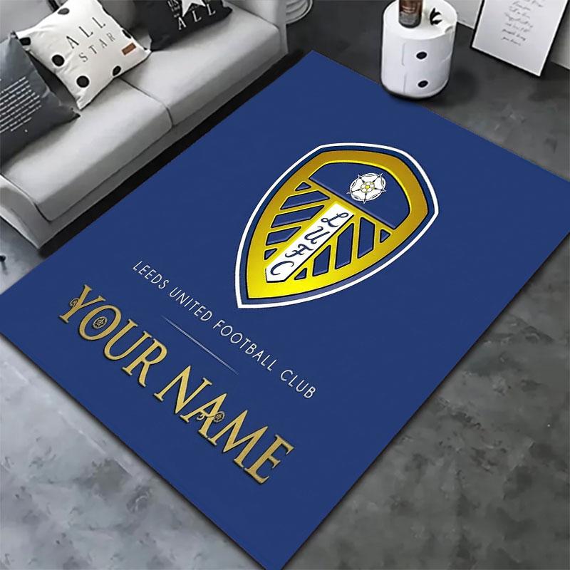 Προσαρμοσμένο Χαλί με Όνομα Leeds United για Σαλόνι, Υπνοδωμάτιο, Διακόσμηση Καναπέ Σπιτιού, Αντιολισθητικό Πατάκι Δαπέδου για Παιχνίδι Παιδιών