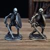 1pc,A Skull Holding A Sword And Shield Ornament, Home Decoration, Desktop Ornament