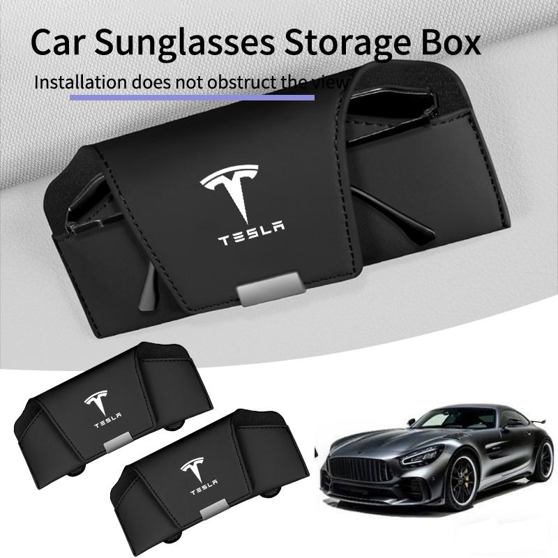 Magnetic Car Visor Glasses Holder Sunglasses Storage Box Interior For Tesla Model 3 Model S Model X Model Y Roadster Bonina C
