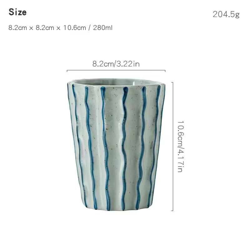 

Japanese coarse pottery coffee cup three-point roasting craft creative handmade tea cup B & B hotel specialty tableware 200-400ml синій