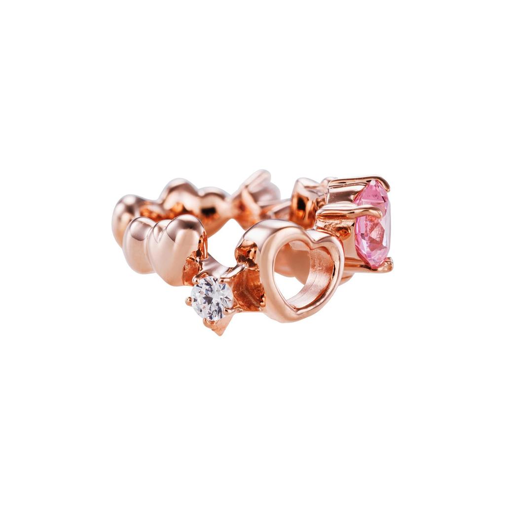 White Clover Ear Hello Kitty 50th Sanrio 925 Sterling Cubic Cuff, Anniversary, Characters, Silver, Zirconia, Pink, SAKT50-E001PG