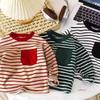 Baby Striped Tshirt Boys Girls New Casual Loose Tees New Design Long Sleeve Solid Color Tops