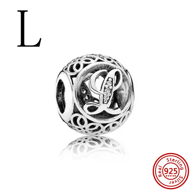 925 Massivkupfer Unendlichkeitssymbol Hohl Rund A-Z 26 Alphabetbuchstaben Glänzende Zirkonia-Perlen Passend für Original Pantaro Charms Armband