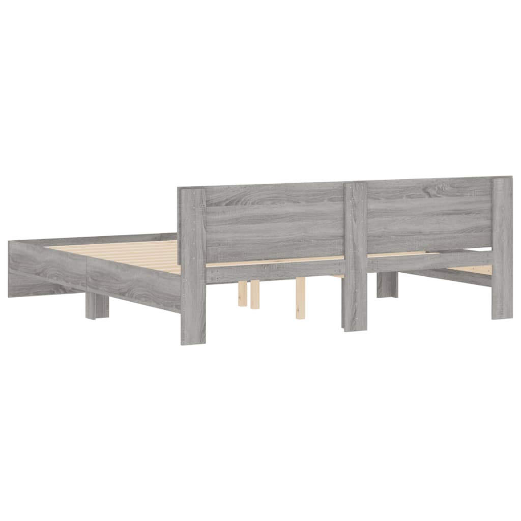 Bed Frame with Headboard Grey Sonoma 200x200 cm