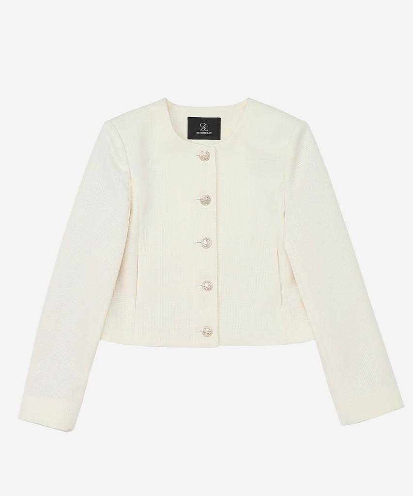 Salt And Chocolate Classic Semi-Crop Tweed Jacket Ivory 4W231D001