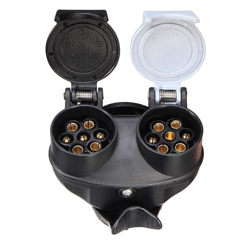 Car Euro Trailer PlugG Socket 13 To 7 Pin N & S Dual Socket Trailer Towbar Towing Socket 12V Electrical Connector Adapter