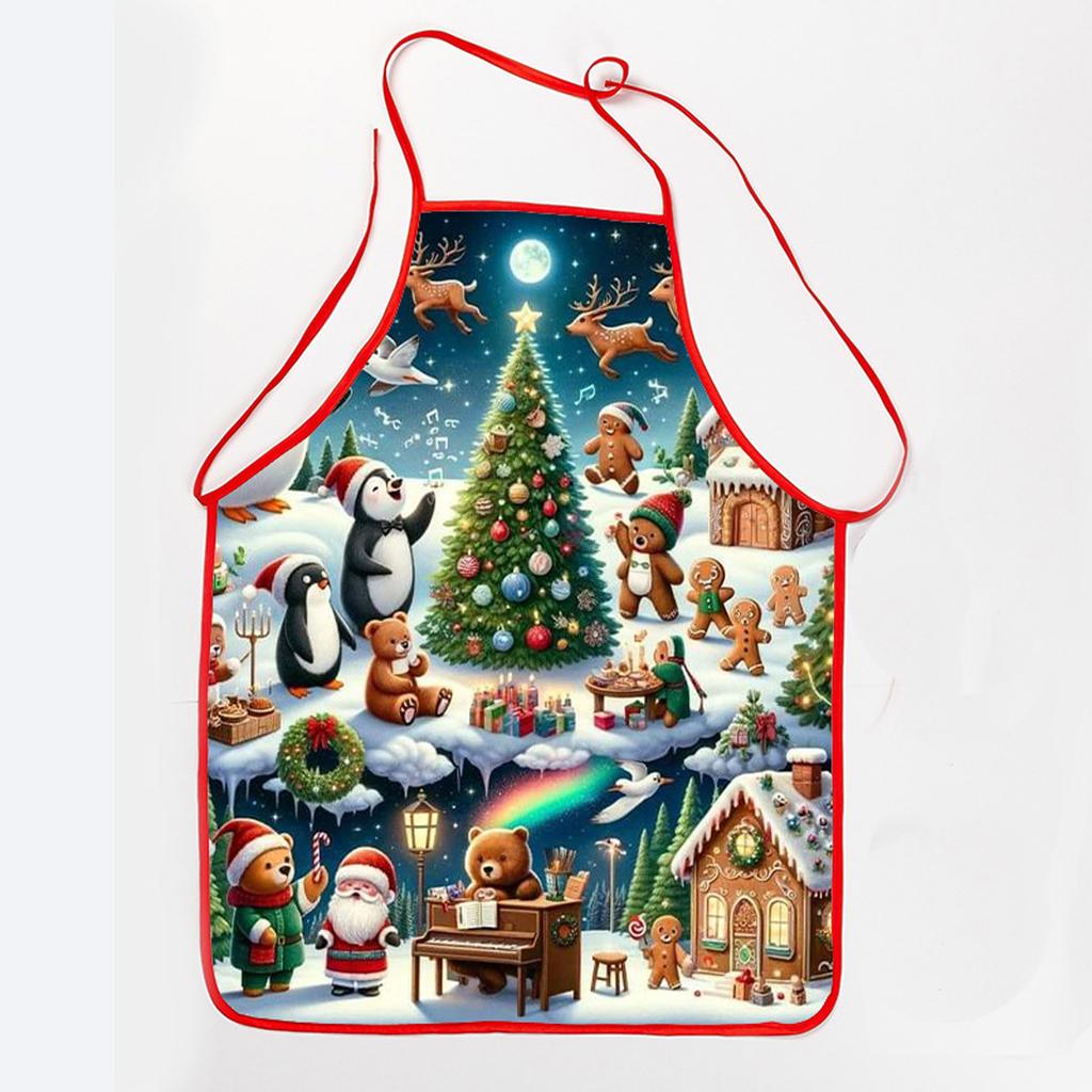 Christmas Claus Print Apron Waterproof And Stain-Resistant Household Christmas Apron