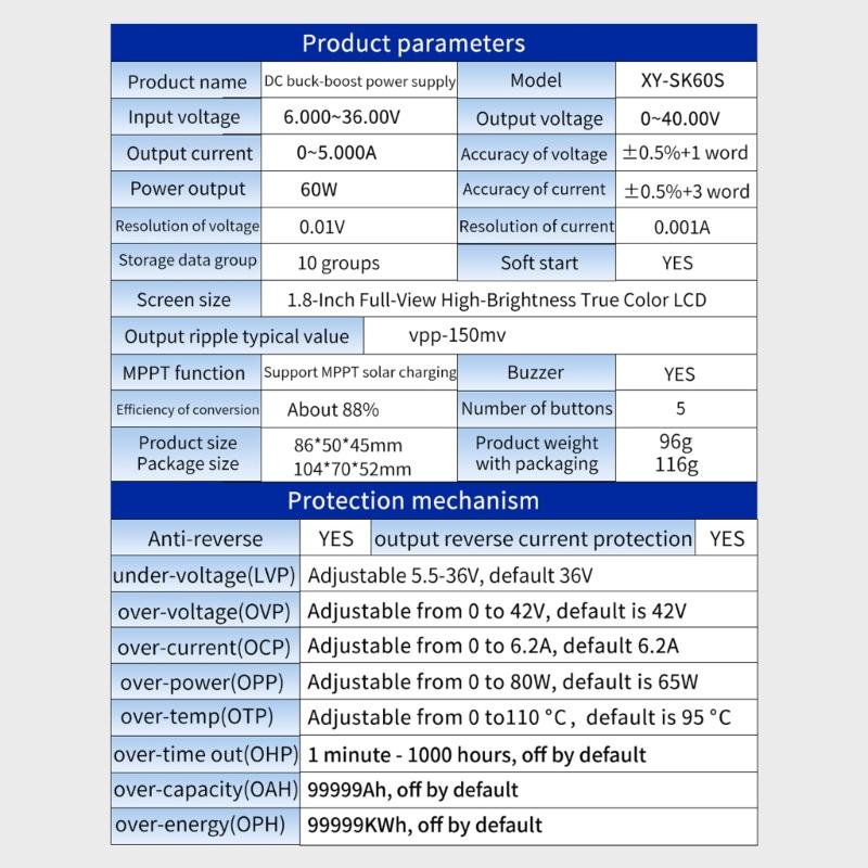 Programmable Power Supply Modules 120W Constant Current Voltages Control Solar Charging with Transmission Interfaces
