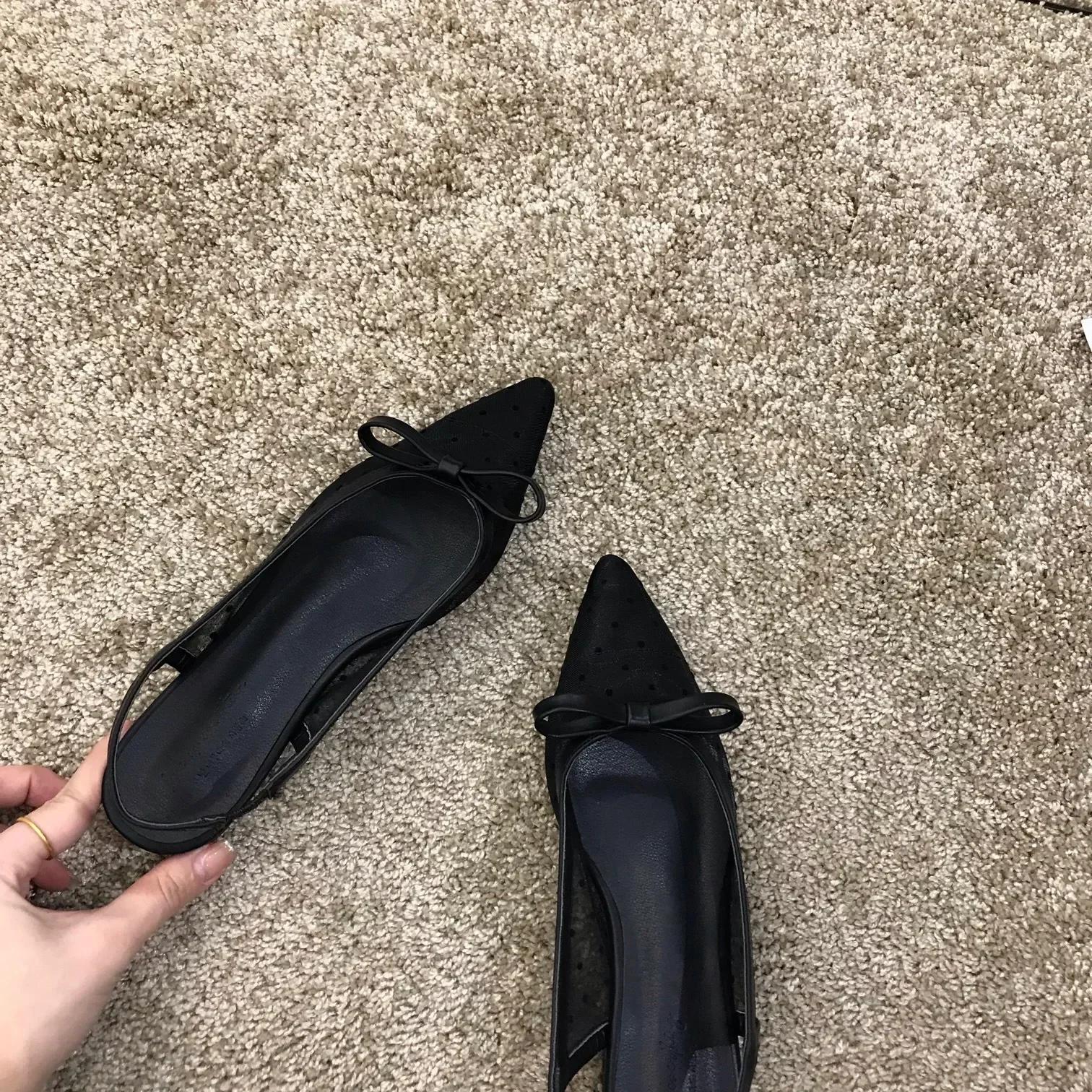 

Fashion Sandals Women Flat Baotou Mesh Breathable Bow-knot Sandalias Fashion Summer Low Heels Pointed Shoes Female 39