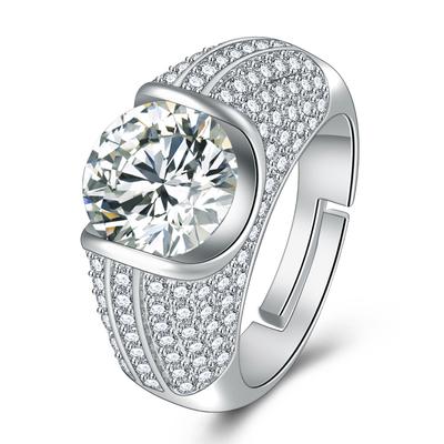 2026 Zircon Inlaid Fashion Trend Korean Version Fashion Full Diamond Group Diamond Inlaid Ring