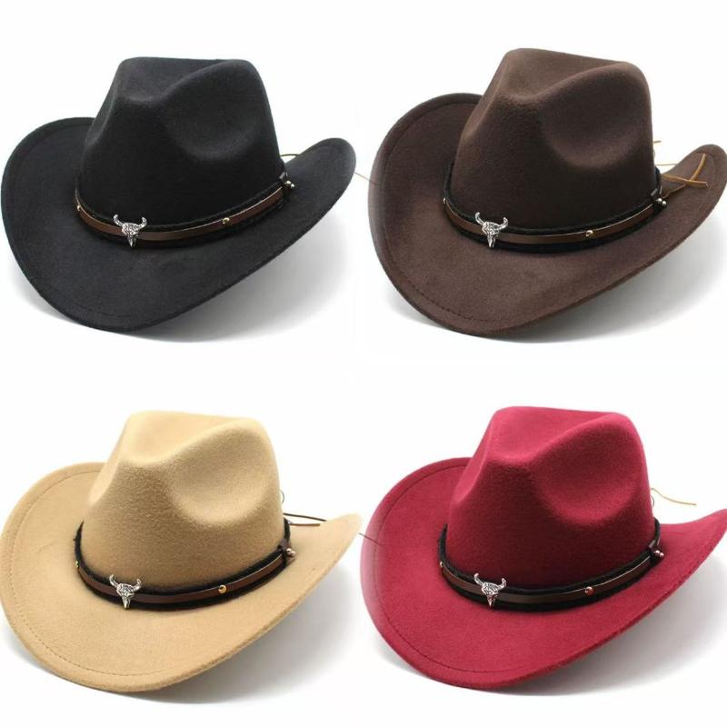 New denim hats for men and women, Western cowboy hats, five pointed star belt hats, soft woolen hats