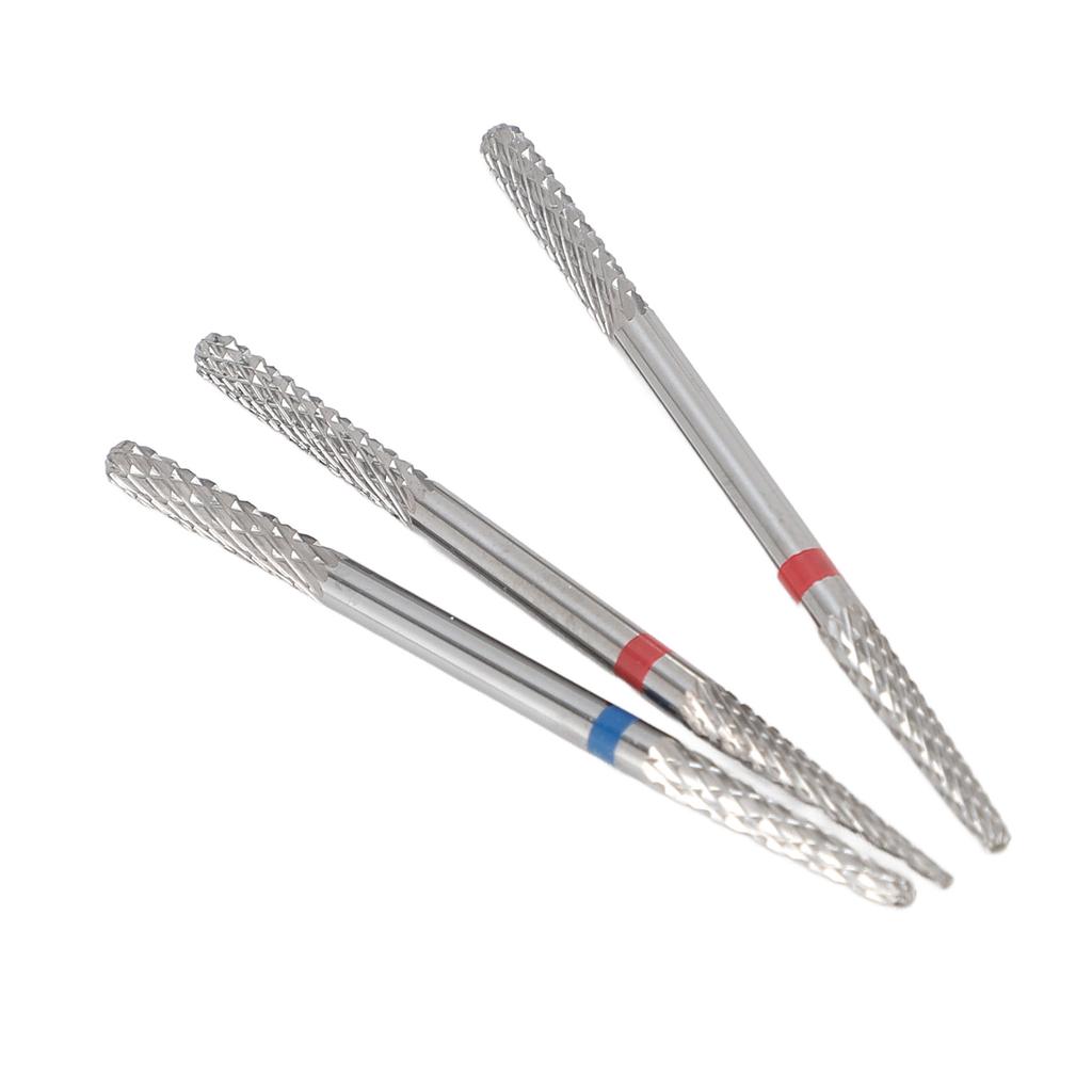 3pcs Nail Tungsten Steel Drill Bits Set Manicure Grinding Heads 2 In 1 Dual Head Nail Drill Bits for Home Nail Salon