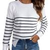 Womens Winter Striped Knit Sweater Loose Fit Round Neck Long Sleeve Casual Pullover