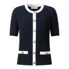 Women's Contrast Edge Textured Short-Sleeve Knit Top