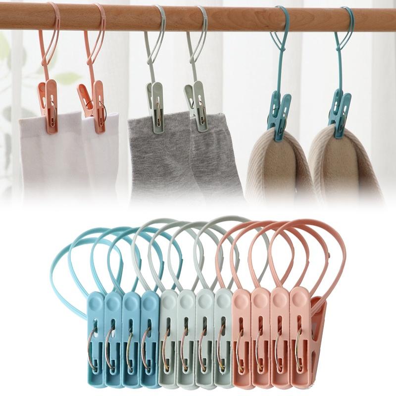 12pcs Windproof Clothespins Plastic Laundry Clip Portable Bra Socks Hanger Hook Quilt Clothing Clip Hanging Rope Clothes Peg