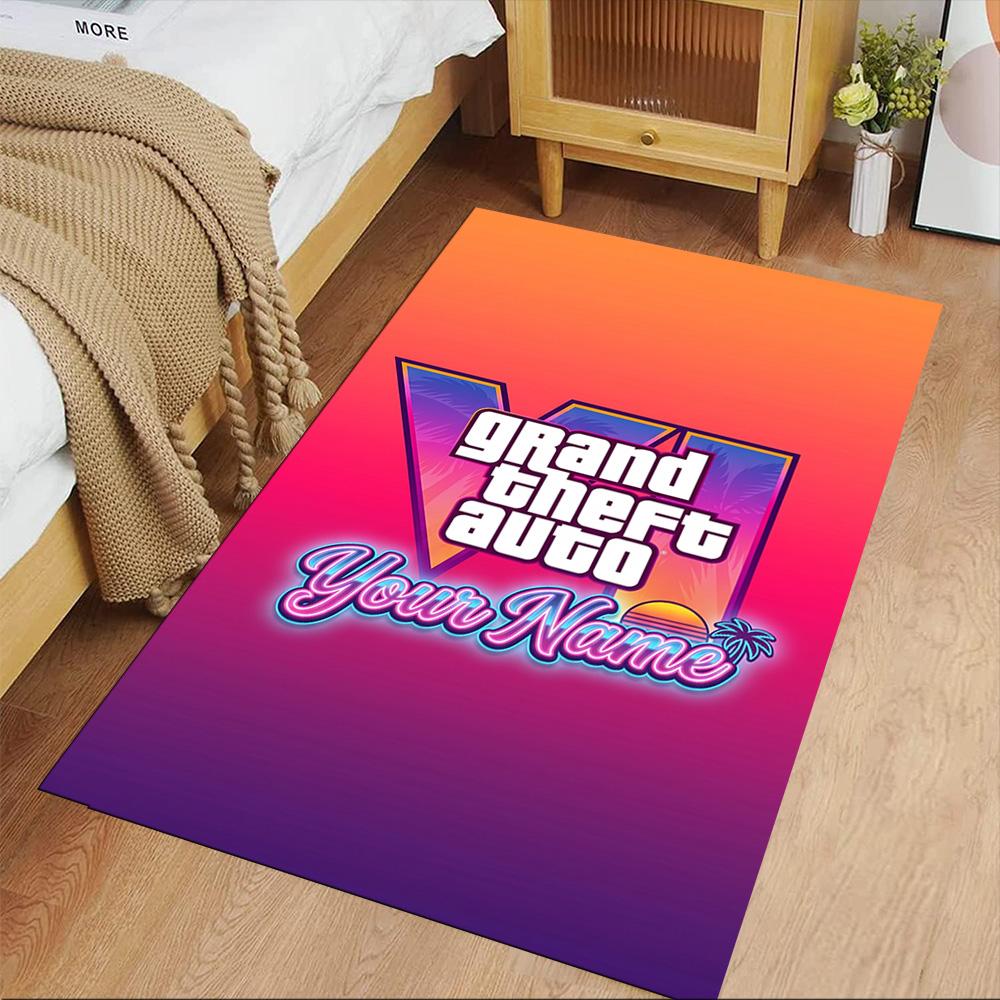 Grand Theft Auto Customize Your Name Carpet Suitable for Outdoor Study room Foyer Balcony Anti-slip Rug Decorate Offices Perfect Gift for Women/Men