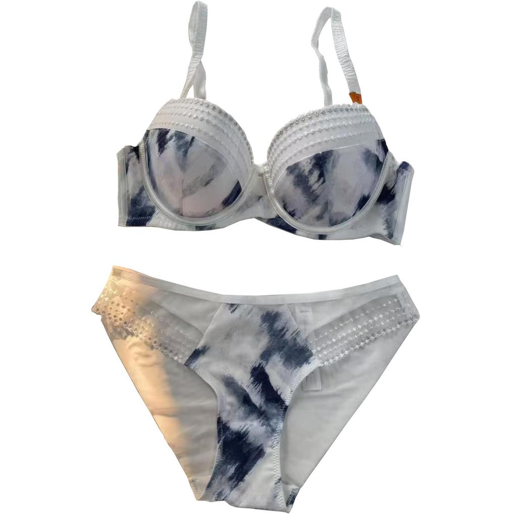 Women’s Bras Sets Tie-dye Underwear Sets Sexy Hollow-out Push Up Bras Panty Hot Girl Intimates